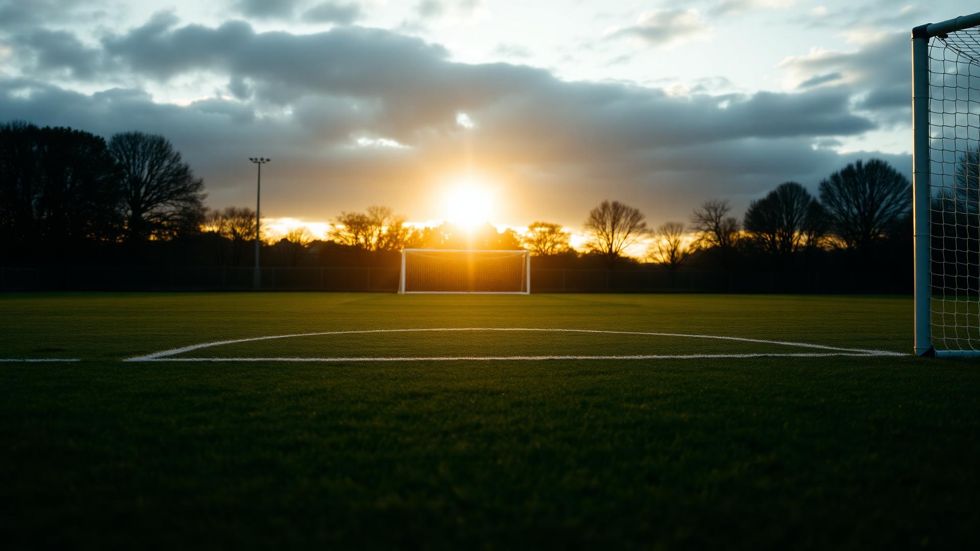 Youth soccer field at golden hour